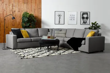 Crazy 6-seters Vendbar L-formet X-Large Hjørnesofa i Stoff - Grå - Møbler - Sofaer - Hjørnesofaer