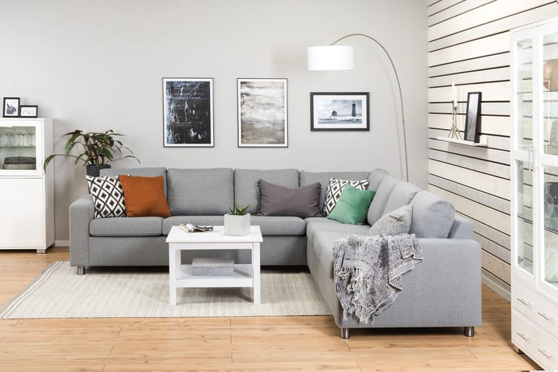 Crazy 6-seters Vendbar L-formet X-Large Hjørnesofa i Stoff - Grå - Møbler - Sofaer - Hjørnesofaer