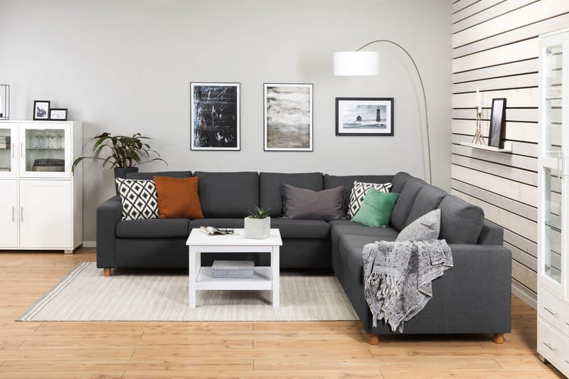 Crazy 6-seters Vendbar L-formet X-Large Hjørnesofa i Stoff - Mørk grå - Møbler - Sofaer - Hjørnesofaer
