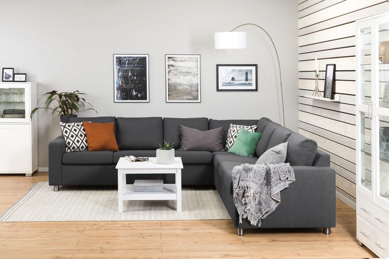 Crazy 6-seters Vendbar L-formet X-Large Hjørnesofa i Stoff - Mørk grå - Møbler - Sofaer - Hjørnesofaer