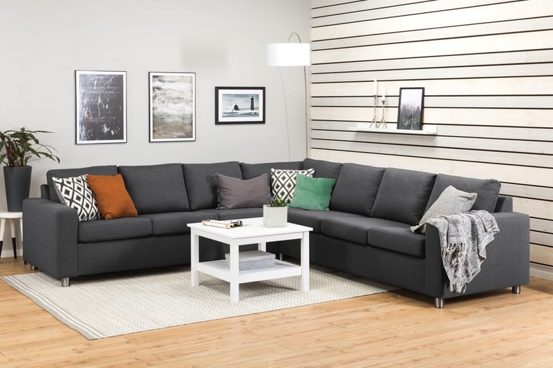Crazy 6-seters Vendbar L-formet X-Large Hjørnesofa i Stoff - Mørk grå - Møbler - Sofaer - Hjørnesofaer
