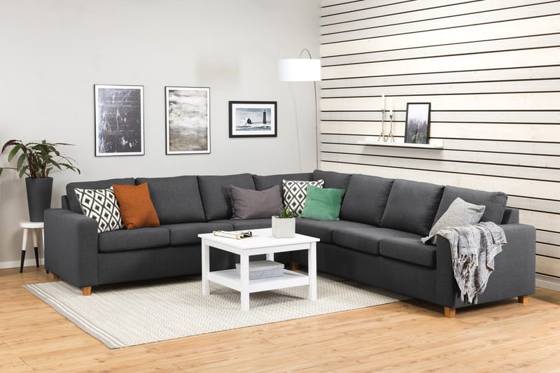 Crazy 6-seters Vendbar L-formet X-Large Hjørnesofa i Stoff - Mørk grå - Møbler - Sofaer - Hjørnesofaer