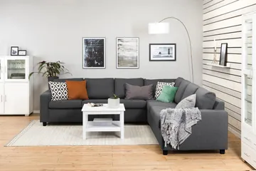 Crazy 6-seters Vendbar L-formet X-Large Hjørnesofa i Stoff - Mørk grå - Møbler - Sofaer - Hjørnesofaer