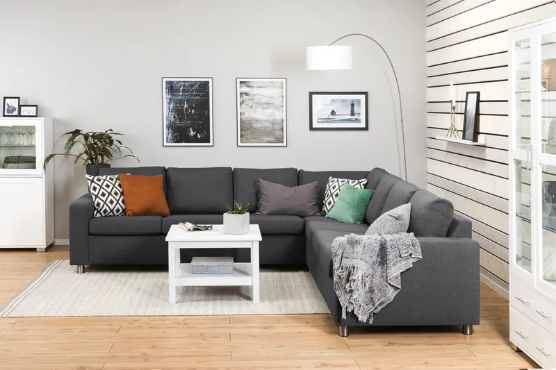 Crazy 6-seters Vendbar L-formet X-Large Hjørnesofa i Stoff - Mørk grå - Møbler - Sofaer - Hjørnesofaer