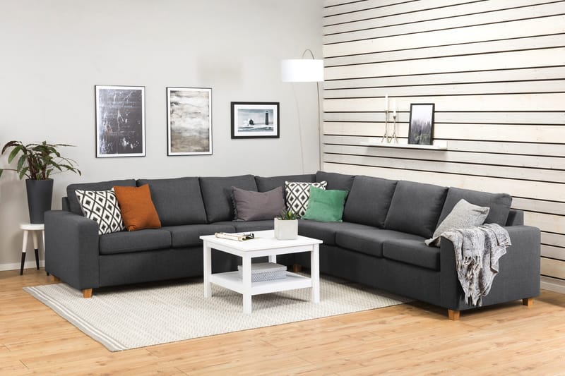 Crazy 6-seters Vendbar L-formet X-Large Hjørnesofa i Stoff - Mørk grå - Møbler - Sofaer - Hjørnesofaer