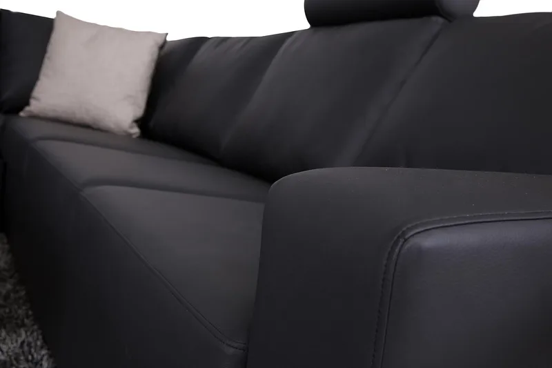 Crazy 6-seters Venstrevendt U-formet Large Hjørnesofa med Divan i Kunstlær - Svart - Møbler - Sofaer - Hjørnesofaer - Hjørnesofa med divan