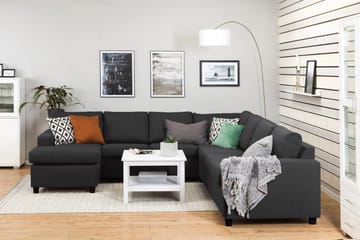 Crazy 6-seters Venstrevendt U-formet Large Hjørnesofa med Divan i Stoff - Antrasitt - Møbler - Sofaer - Hjørnesofaer - Hjørnesofa med divan
