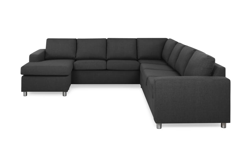 Crazy 6-seters Venstrevendt U-formet Large Hjørnesofa med Divan i Stoff - Antrasitt - Møbler - Sofaer - Hjørnesofaer - Hjørnesofa med divan