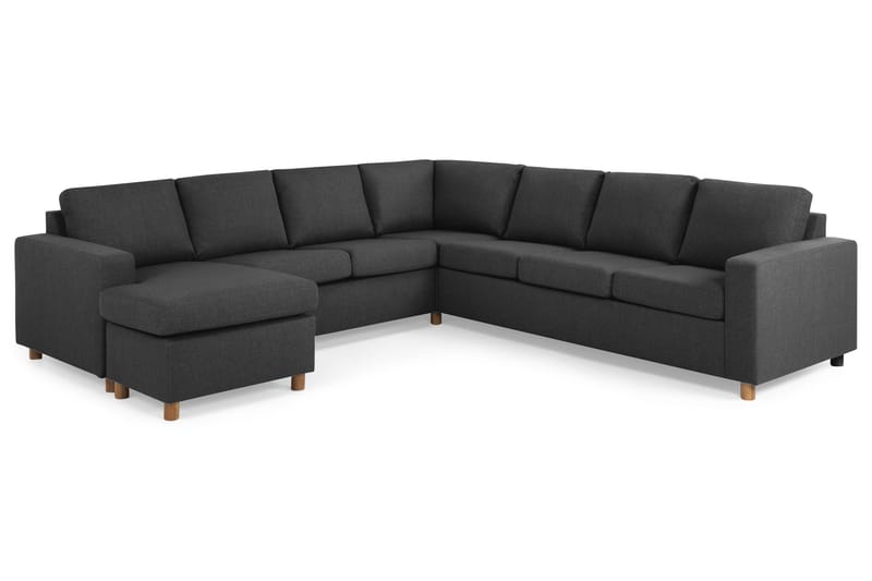 Crazy 6-seters Venstrevendt U-formet Large Hjørnesofa med Divan i Stoff - Antrasitt - Møbler - Sofaer - Hjørnesofaer - Hjørnesofa med divan