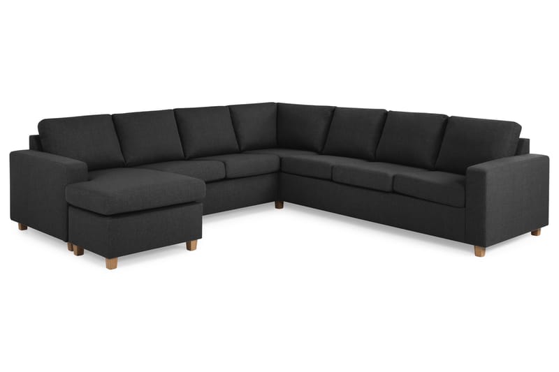 Crazy 6-seters Venstrevendt U-formet Large Hjørnesofa med Divan i Stoff - Antrasitt - Møbler - Sofaer - Hjørnesofaer - Hjørnesofa med divan