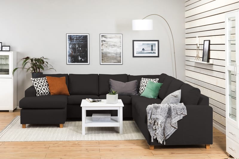 Crazy 6-seters Venstrevendt U-formet Large Hjørnesofa med Divan i Stoff - Antrasitt - Møbler - Sofaer - Hjørnesofaer - Hjørnesofa med divan