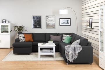 Crazy 6-seters Venstrevendt U-formet Large Hjørnesofa med Divan i Stoff - Antrasitt - Møbler - Sofaer - Hjørnesofaer - Hjørnesofa med divan