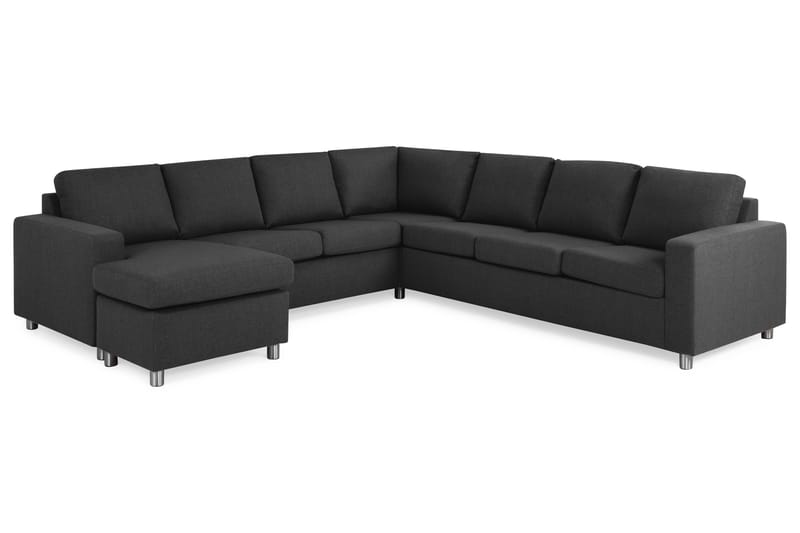 Crazy 6-seters Venstrevendt U-formet Large Hjørnesofa med Divan i Stoff - Antrasitt - Møbler - Sofaer - Hjørnesofaer - Hjørnesofa med divan