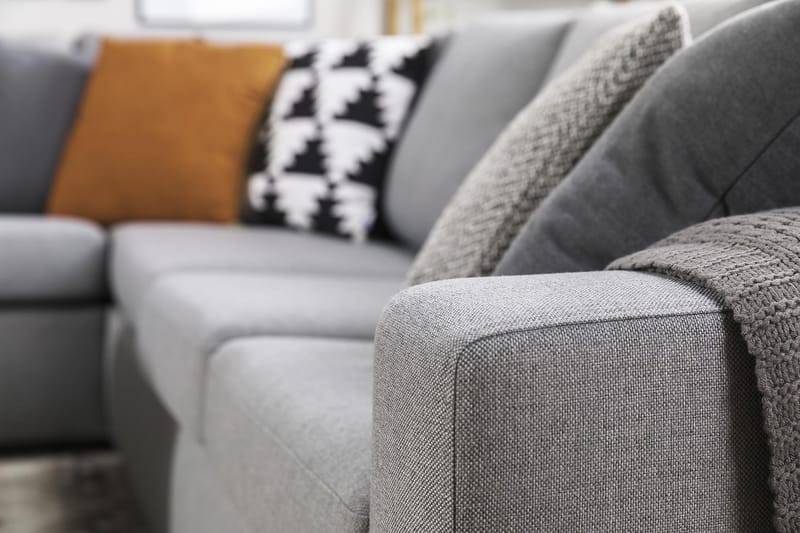 Crazy 6-seters Venstrevendt U-formet Large Hjørnesofa med Divan i Stoff - Grå - Møbler - Sofaer - Hjørnesofaer - Hjørnesofa med divan