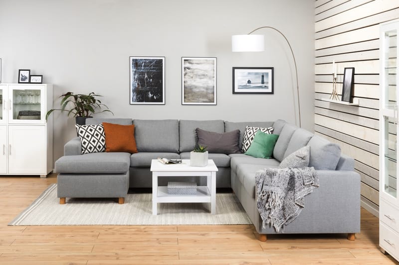 Crazy 6-seters Venstrevendt U-formet Large Hjørnesofa med Divan i Stoff - Grå - Møbler - Sofaer - Hjørnesofaer - Hjørnesofa med divan