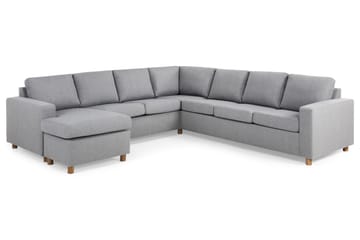 Crazy 6-seters Venstrevendt U-formet Large Hjørnesofa med Divan i Stoff - Grå - Møbler - Sofaer - Hjørnesofaer - Hjørnesofa med divan
