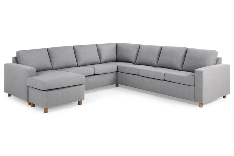 Crazy 6-seters Venstrevendt U-formet Large Hjørnesofa med Divan i Stoff - Grå - Møbler - Sofaer - Hjørnesofaer - Hjørnesofa med divan