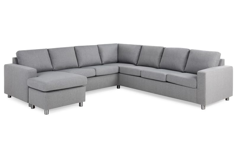 Crazy 6-seters Venstrevendt U-formet Large Hjørnesofa med Divan i Stoff - Grå - Møbler - Sofaer - Hjørnesofaer - Hjørnesofa med divan