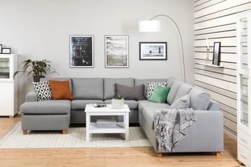 Crazy 6-seters Venstrevendt U-formet Large Hjørnesofa med Divan i Stoff - Grå - Møbler - Sofaer - Hjørnesofaer - Hjørnesofa med divan