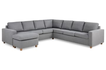 Crazy 6-seters Venstrevendt U-formet Large Hjørnesofa med Divan i Stoff - Grå - Møbler - Sofaer - Hjørnesofaer - Hjørnesofa med divan