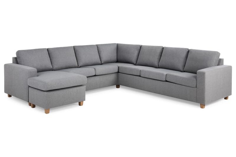 Crazy 6-seters Venstrevendt U-formet Large Hjørnesofa med Divan i Stoff - Grå - Møbler - Sofaer - Hjørnesofaer - Hjørnesofa med divan