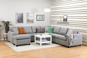 Crazy 6-seters Venstrevendt U-formet Large Hjørnesofa med Divan i Stoff - Grå - Møbler - Sofaer - Hjørnesofaer - Hjørnesofa med divan