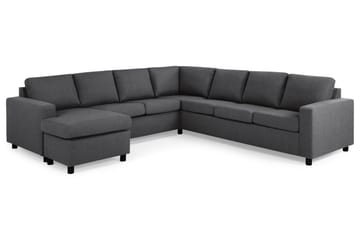 Crazy 6-seters Venstrevendt U-formet Large Hjørnesofa med Divan i Stoff - Mørk grå - Møbler - Sofaer - Hjørnesofaer - Hjørnesofa med divan