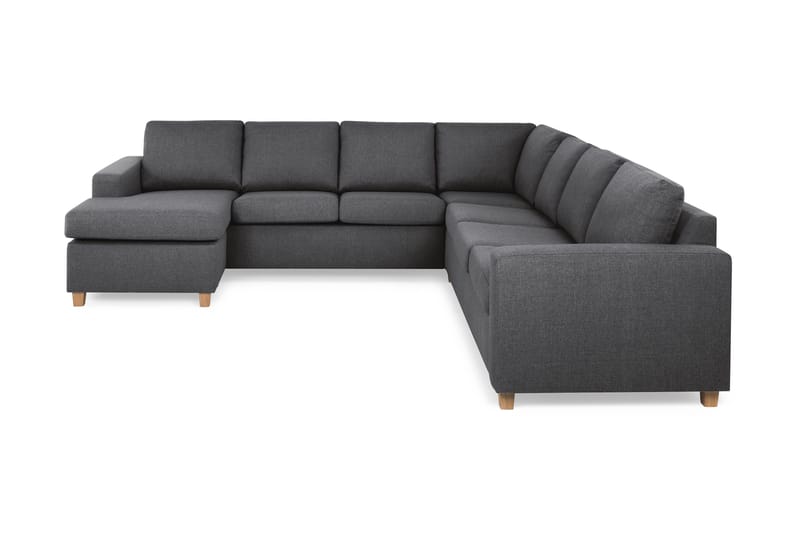 Crazy 6-seters Venstrevendt U-formet Large Hjørnesofa med Divan i Stoff, Mørk grå