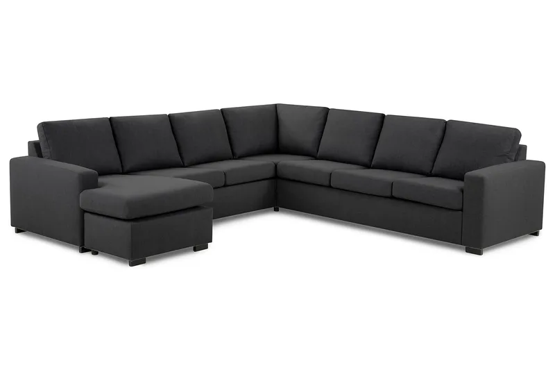 Crazy 6-seters Venstrevendt U-formet Large Hjørnesofa med Divan i Stoff - Mørk grå - Møbler - Sofaer - Hjørnesofaer - Hjørnesofa med divan