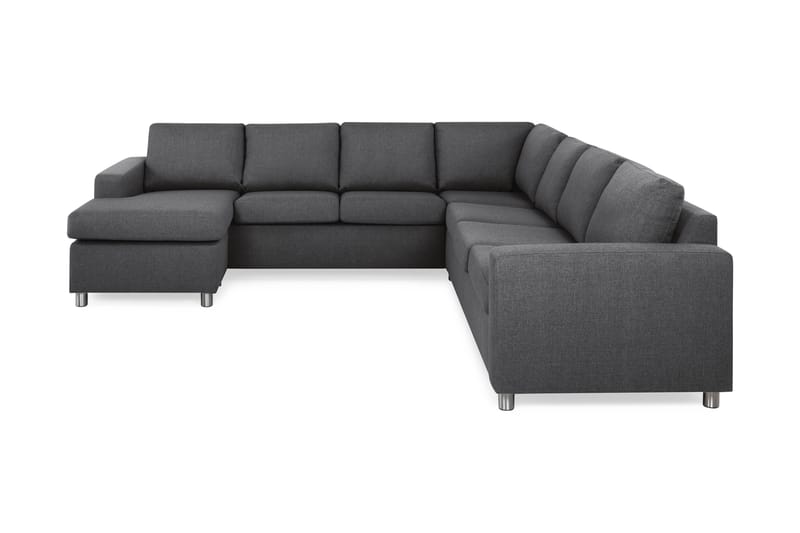 Crazy 6-seters Venstrevendt U-formet Large Hjørnesofa med Divan i Stoff - Mørk grå - Møbler - Sofaer - Hjørnesofaer - Hjørnesofa med divan