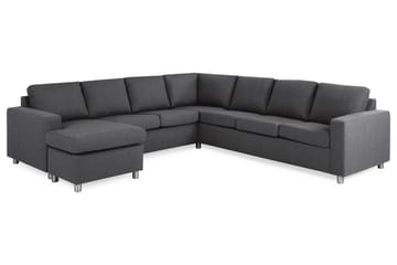 Crazy 6-seters Venstrevendt U-formet Large Hjørnesofa med Divan i Stoff - Mørk grå - Møbler - Sofaer - Hjørnesofaer - Hjørnesofa med divan