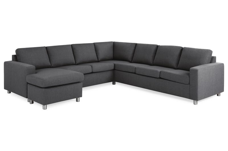 Crazy 6-seters Venstrevendt U-formet Large Hjørnesofa med Divan i Stoff - Mørk grå - Møbler - Sofaer - Hjørnesofaer - Hjørnesofa med divan