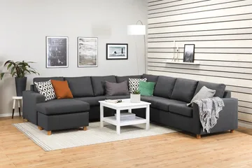 Crazy 6-seters Venstrevendt U-formet Large Hjørnesofa med Divan i Stoff - Mørk grå - Møbler - Sofaer - Hjørnesofaer - Hjørnesofa med divan