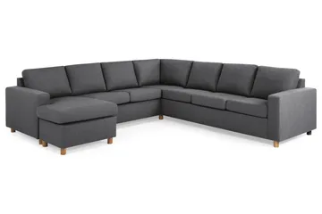 Crazy 6-seters Venstrevendt U-formet Large Hjørnesofa med Divan i Stoff - Mørk grå - Møbler - Sofaer - Hjørnesofaer - Hjørnesofa med divan