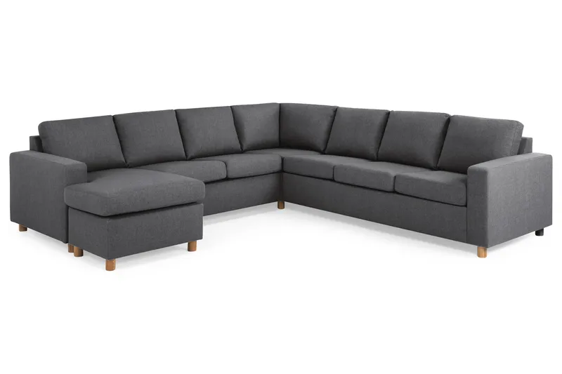 Crazy 6-seters Venstrevendt U-formet Large Hjørnesofa med Divan i Stoff - Mørk grå - Møbler - Sofaer - Hjørnesofaer - Hjørnesofa med divan