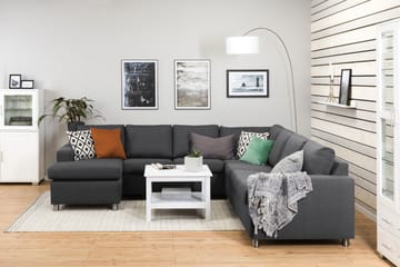 Crazy 6-seters Venstrevendt U-formet Large Hjørnesofa med Divan i Stoff - Mørk grå - Møbler - Sofaer - Hjørnesofaer - Hjørnesofa med divan