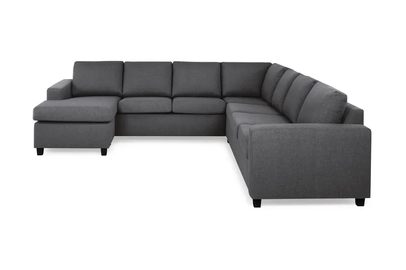 Crazy 6-seters Venstrevendt U-formet Large Hjørnesofa med Divan i Stoff, Mørk grå