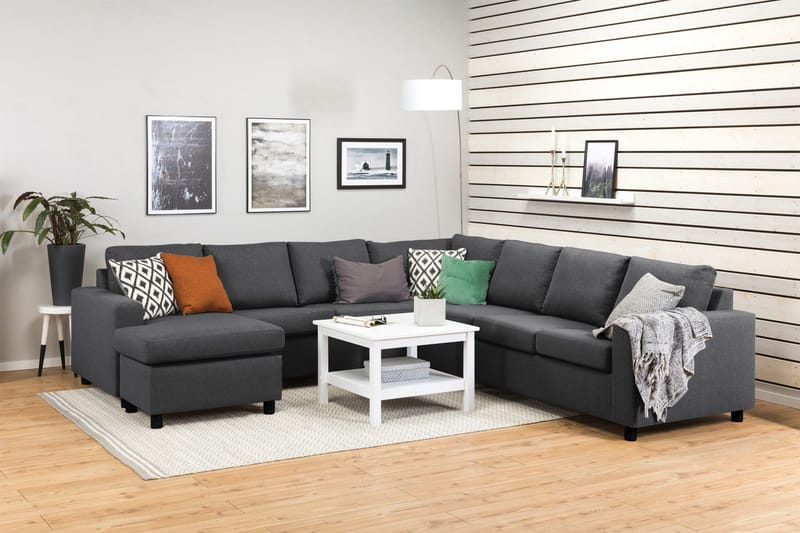 Crazy 6-seters Venstrevendt U-formet Large Hjørnesofa med Divan i Stoff - Mørk grå - Møbler - Sofaer - Hjørnesofaer - Hjørnesofa med divan