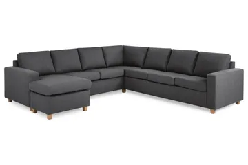 Crazy 6-seters Venstrevendt U-formet Large Hjørnesofa med Divan i Stoff - Mørk grå - Møbler - Sofaer - Hjørnesofaer - Hjørnesofa med divan