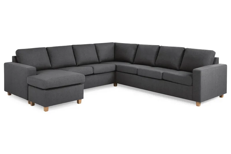 Crazy 6-seters Venstrevendt U-formet Large Hjørnesofa med Divan i Stoff - Mørk grå - Møbler - Sofaer - Hjørnesofaer - Hjørnesofa med divan