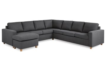 Crazy 6-seters Venstrevendt U-formet Large Hjørnesofa med Divan i Stoff - Mørk grå - Møbler - Sofaer - Hjørnesofaer - Hjørnesofa med divan