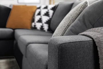 Crazy 6-seters Venstrevendt U-formet Large Hjørnesofa med Divan i Stoff - Mørk grå - Møbler - Sofaer - Hjørnesofaer - Hjørnesofa med divan