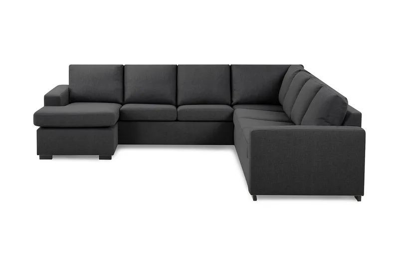 Crazy 6-seters Venstrevendt U-formet Large Hjørnesofa med Divan i Stoff, Mørk grå