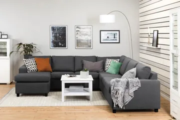 Crazy 6-seters Venstrevendt U-formet Large Hjørnesofa med Divan i Stoff - Mørk grå - Møbler - Sofaer - Hjørnesofaer - Hjørnesofa med divan