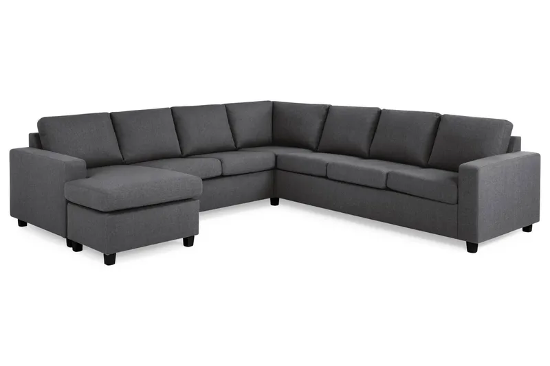 Crazy 6-seters Venstrevendt U-formet Large Hjørnesofa med Divan i Stoff - Mørk grå - Møbler - Sofaer - Hjørnesofaer - Hjørnesofa med divan