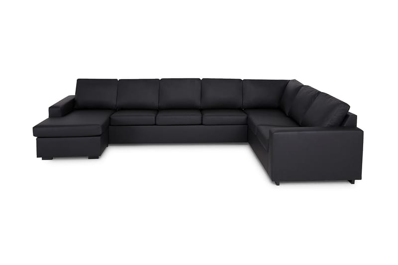 Crazy 6-seters Venstrevendt U-formet X-Large Hjørnesofa med Divan i Kunstlær - Svart - Møbler - Sofaer - Hjørnesofaer - Hjørnesofa med divan