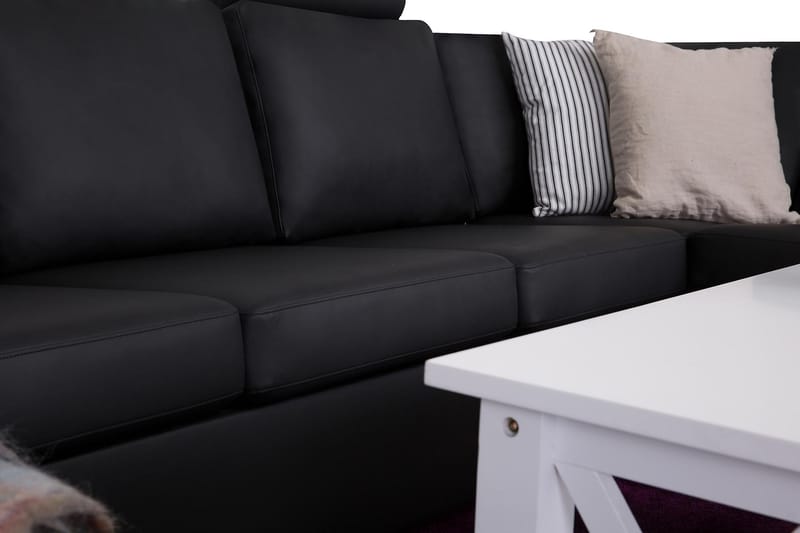 Crazy 6-seters Venstrevendt U-formet X-Large Hjørnesofa med Divan i Kunstlær - Svart - Møbler - Sofaer - Hjørnesofaer - Hjørnesofa med divan