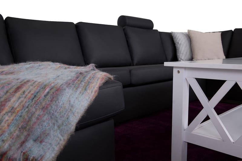 Crazy 6-seters Venstrevendt U-formet X-Large Hjørnesofa med Divan i Kunstlær - Svart - Møbler - Sofaer - Hjørnesofaer - Hjørnesofa med divan