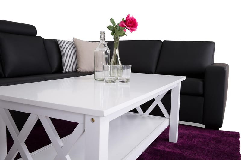 Crazy 6-seters Venstrevendt U-formet X-Large Hjørnesofa med Divan i Kunstlær - Svart - Møbler - Sofaer - Hjørnesofaer - Hjørnesofa med divan