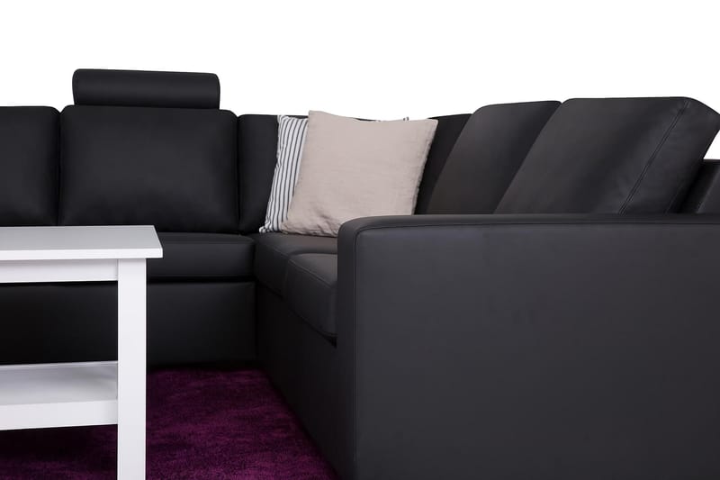 Crazy 6-seters Venstrevendt U-formet X-Large Hjørnesofa med Divan i Kunstlær - Svart - Møbler - Sofaer - Hjørnesofaer - Hjørnesofa med divan